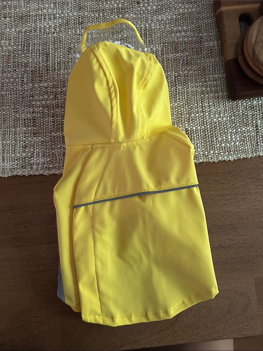 Dog Bright Yellow Hooded Rain Jacket - Reflective Trim - Picture 2 of 4
